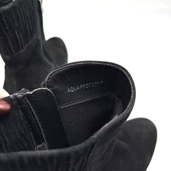 BLONDO 'Loann' Black Suede Leather AquaProtect Block Heel Zip Up Ankle Boots 8M - Picture 10 of 16